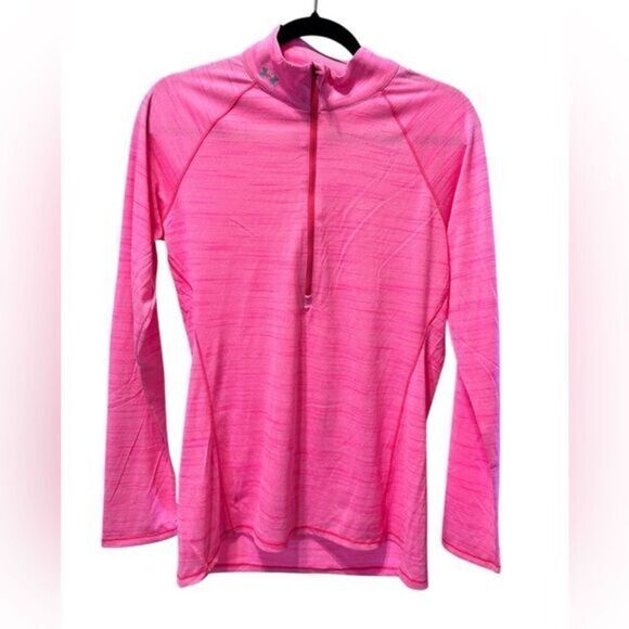 NWT Under Armour Women’s Pink Heat Gear Fitted Full Zip Jacket - Size Medium - Picture 1 of 8